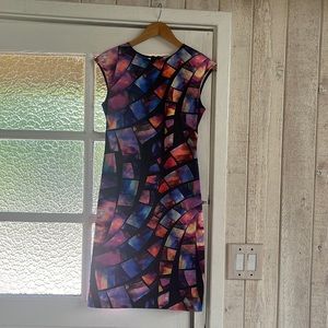 Joseph Ribkoff Womens workwear midi dress SIZE 6 stained glass print